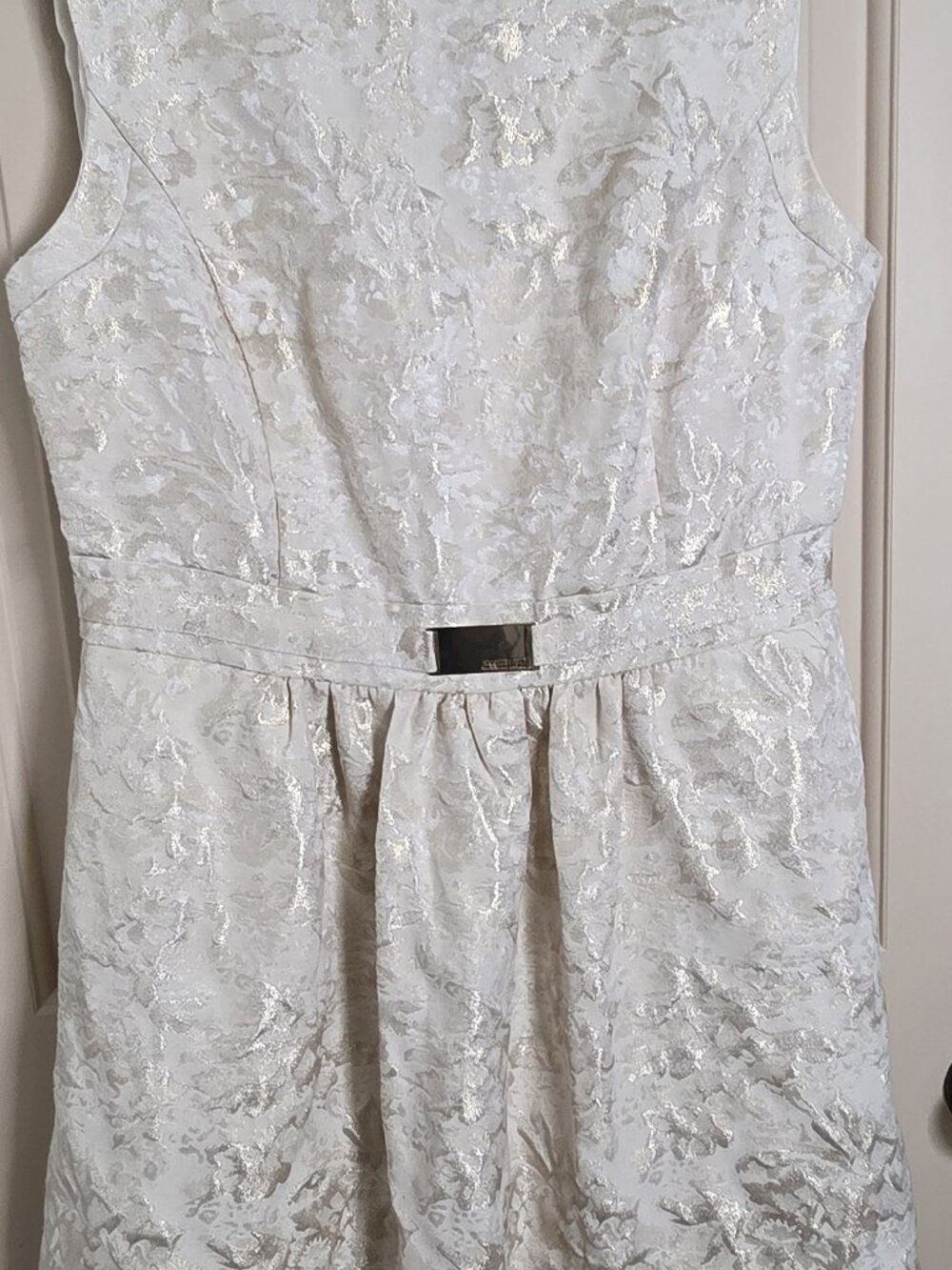 Jennifer Lopez Mini Dress Cream & Gold Floral Brocade - Party-Cocktail - Sz 12